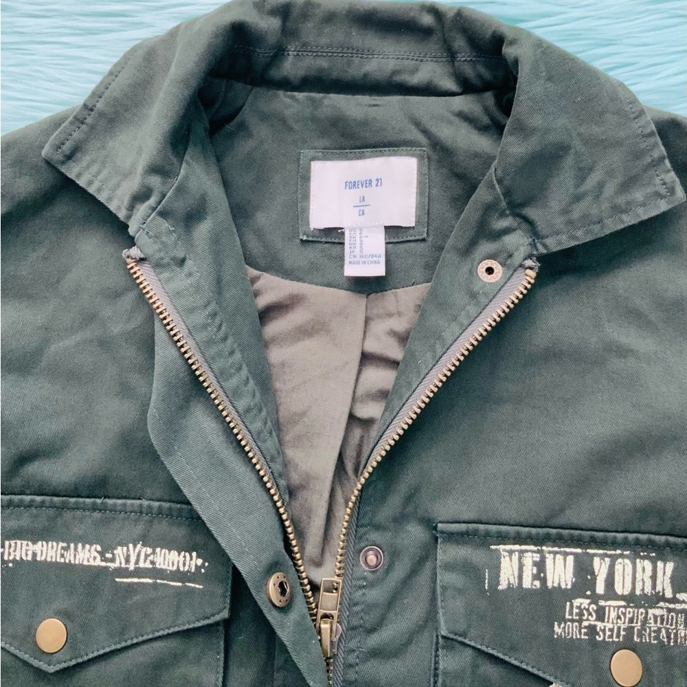 Forever 21 Long Olive Green Heavyweight Shirt - Picture 5 of 7